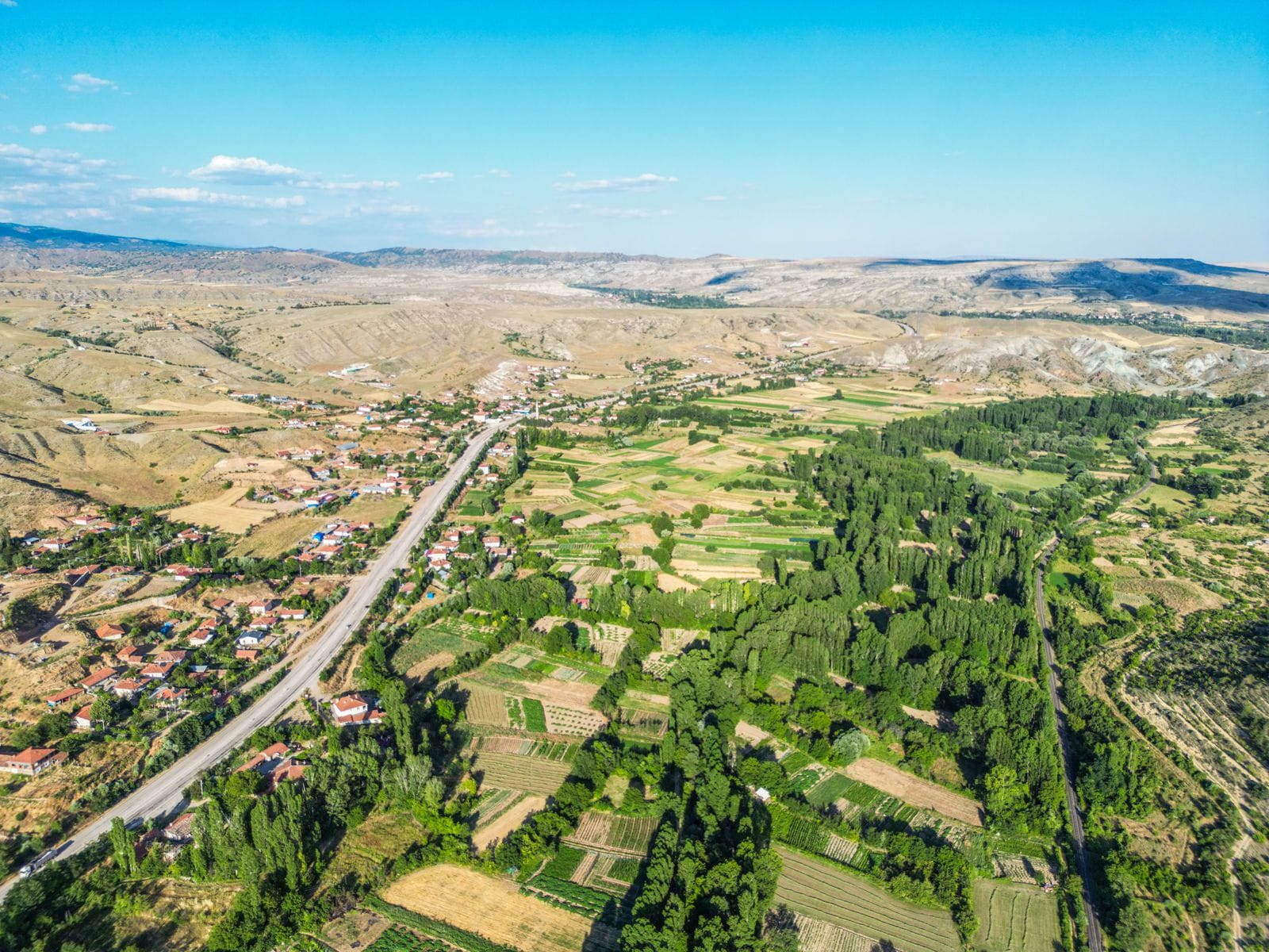 Çankırı kırsalının havadan görünümü, parseller ve yapılar